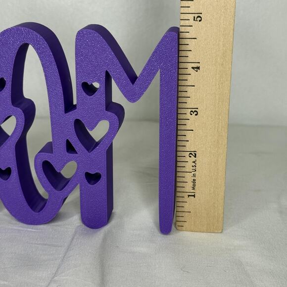Purple MOM Tabletop Sign Heart Cutouts Mother's Day Gift Decor Shelf Plaque - Picture 4 of 6